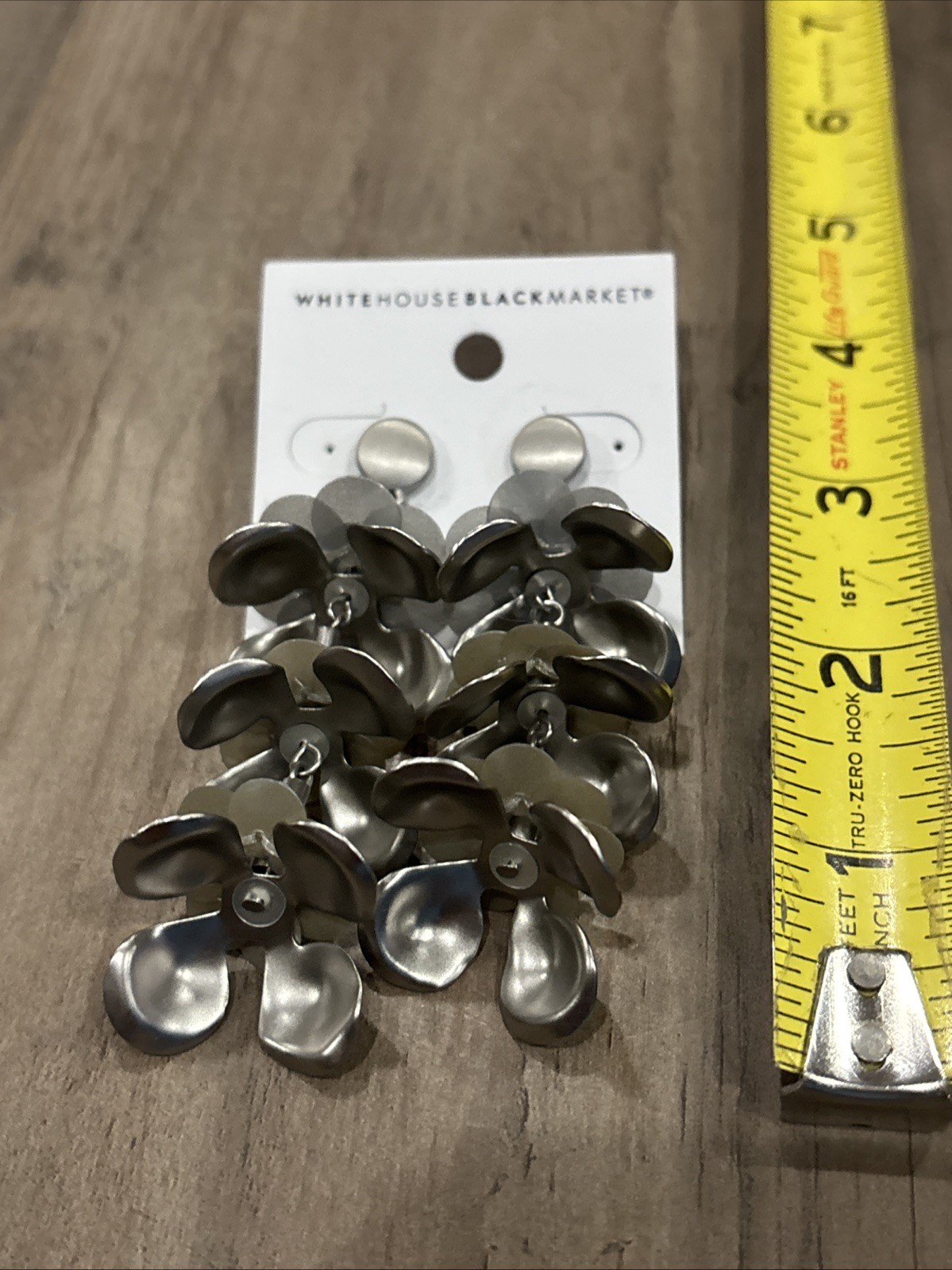 Whit House Black Market Waterfall Flower Drop Earrings Silver Tone