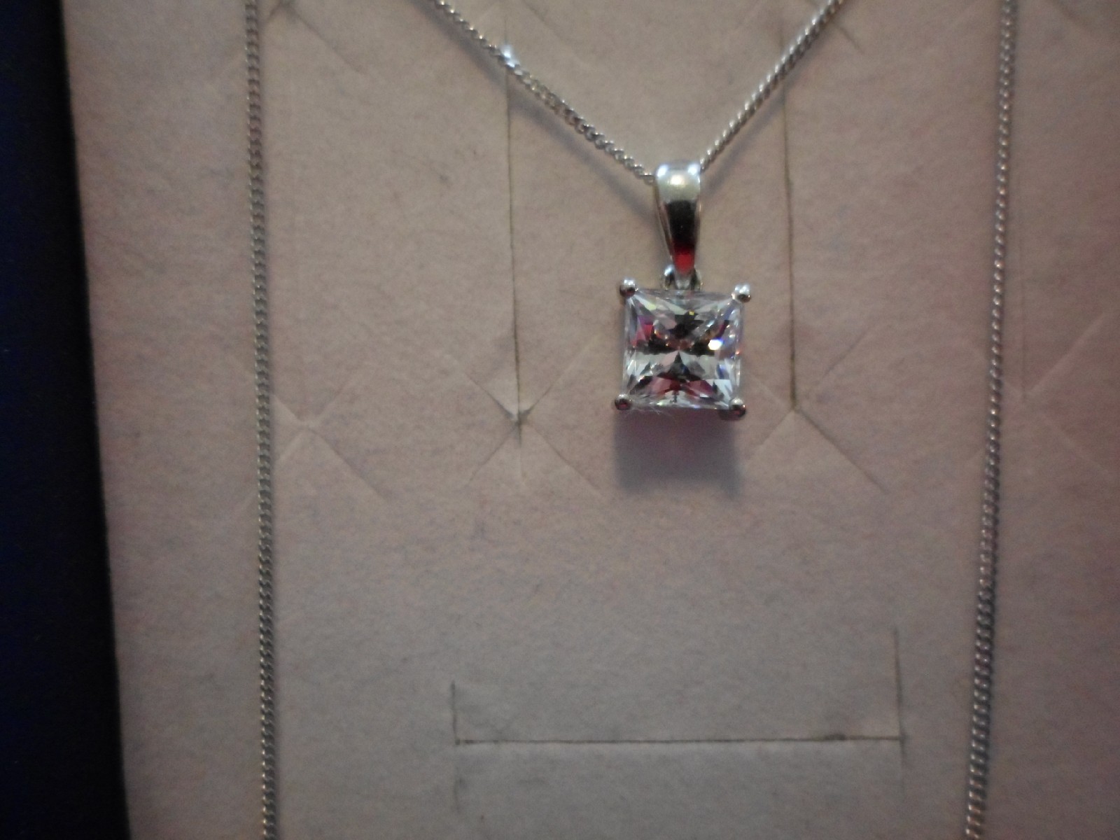 Swarovski Zirconia Square Solitaire Pendant in 925 Sterling w/20″ Chain-1.00 CTW