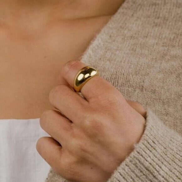 Chunky Gold Dome Ring – Waterproof, Non-Tarnish Statement Ring for Everyday Wear