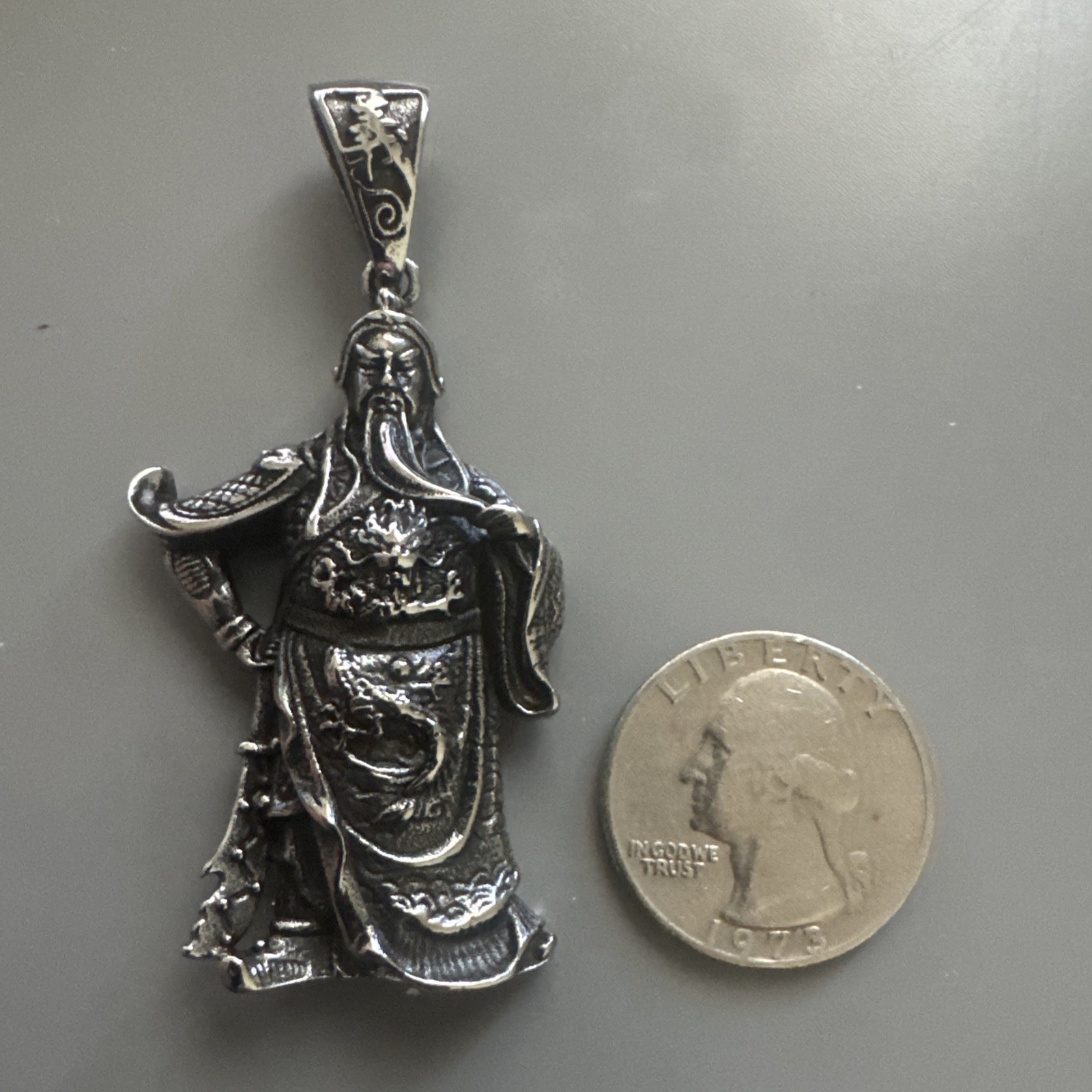 Guan Yu Gong Chinese General 3 Kingdoms Pendant Stainless Steel 24 Inch Chain