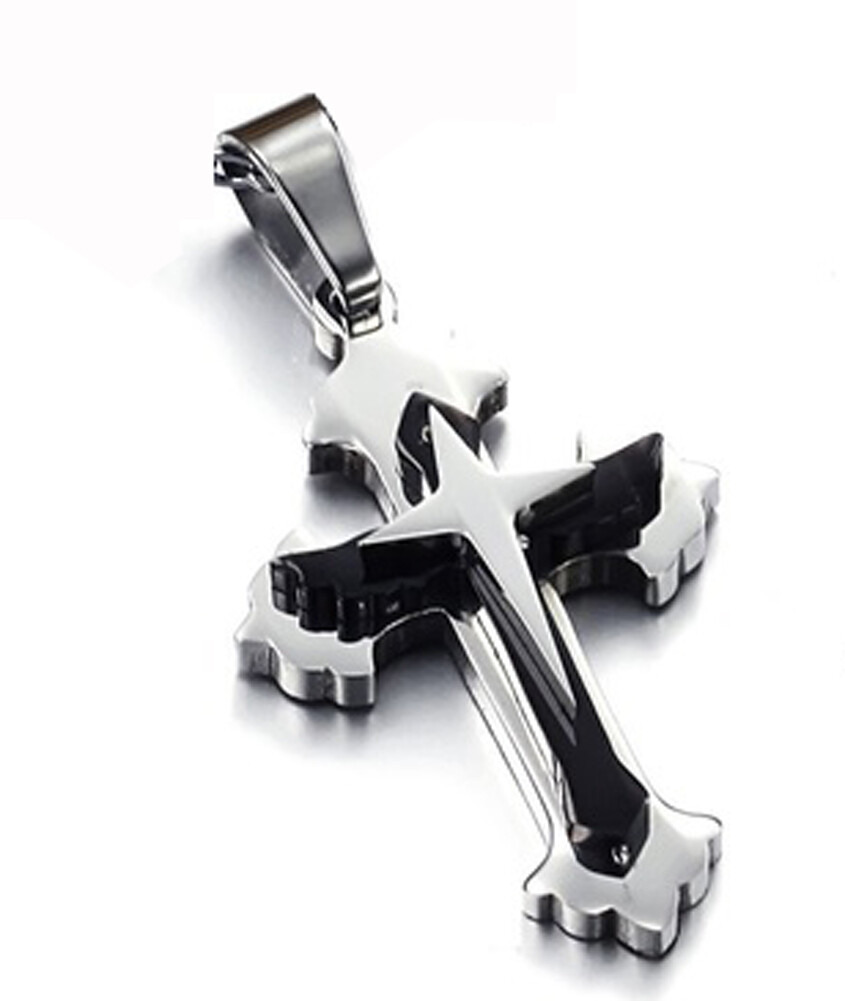Unisex 316L Stainless Steel Pendant Necklace Cross Chain for Women Men Nice Gift