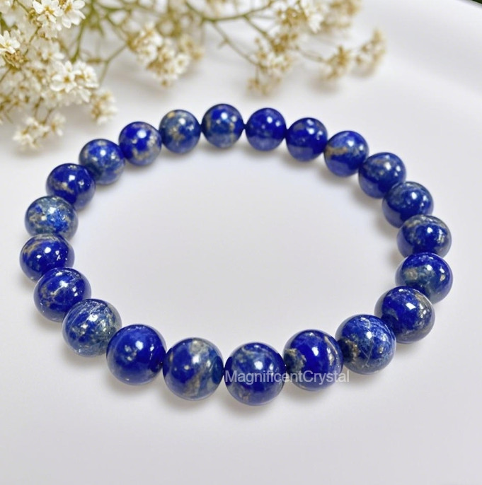 Natural Lapis Lazuli 8MM Beaded Stone Stretch Bracelet Men Jewelry Reiki Gifts