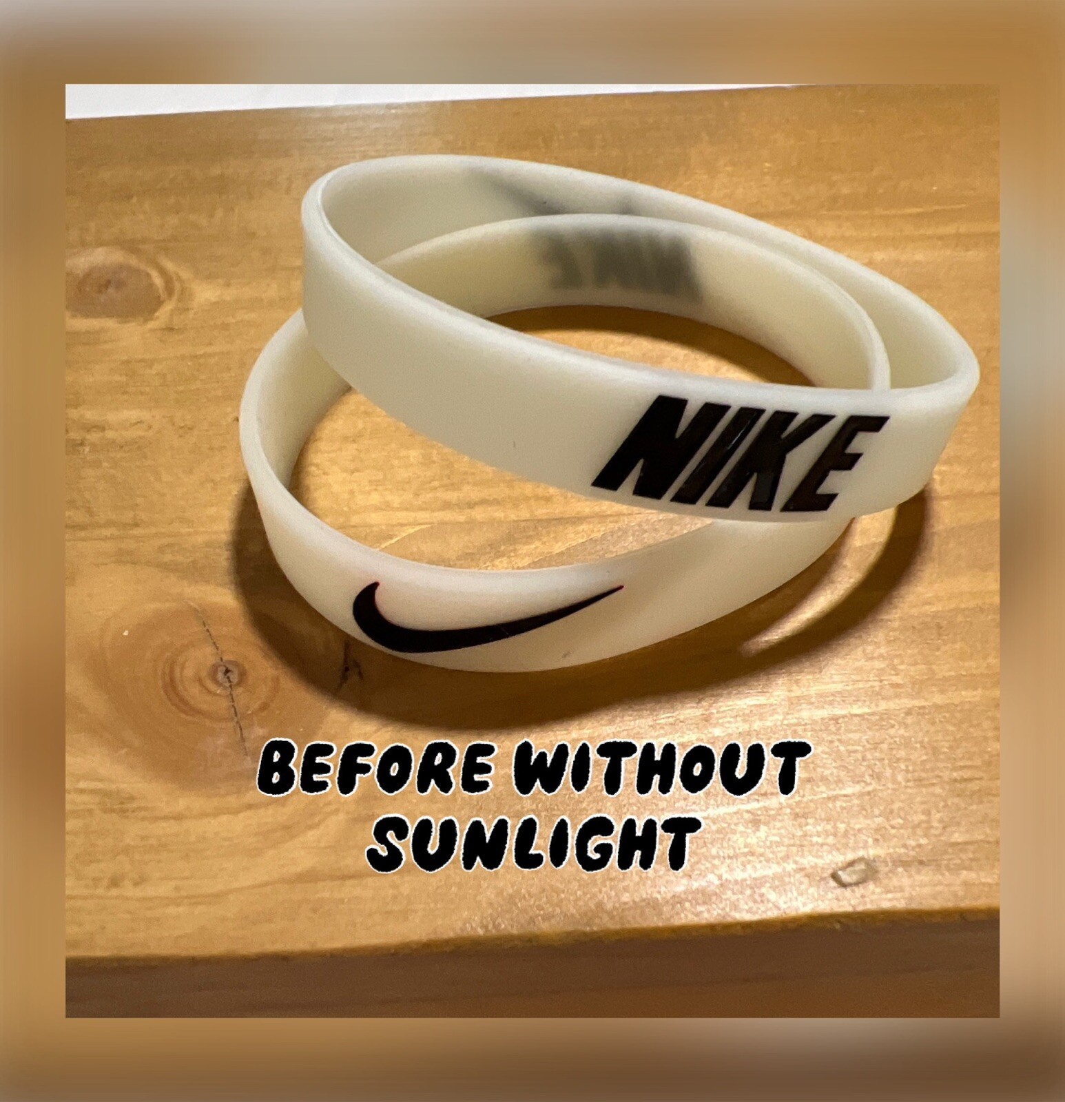 Nike Baller Band Rubber Bracelet White Black AF1 Panda Dunks GLOWS IN THE DARK ✨