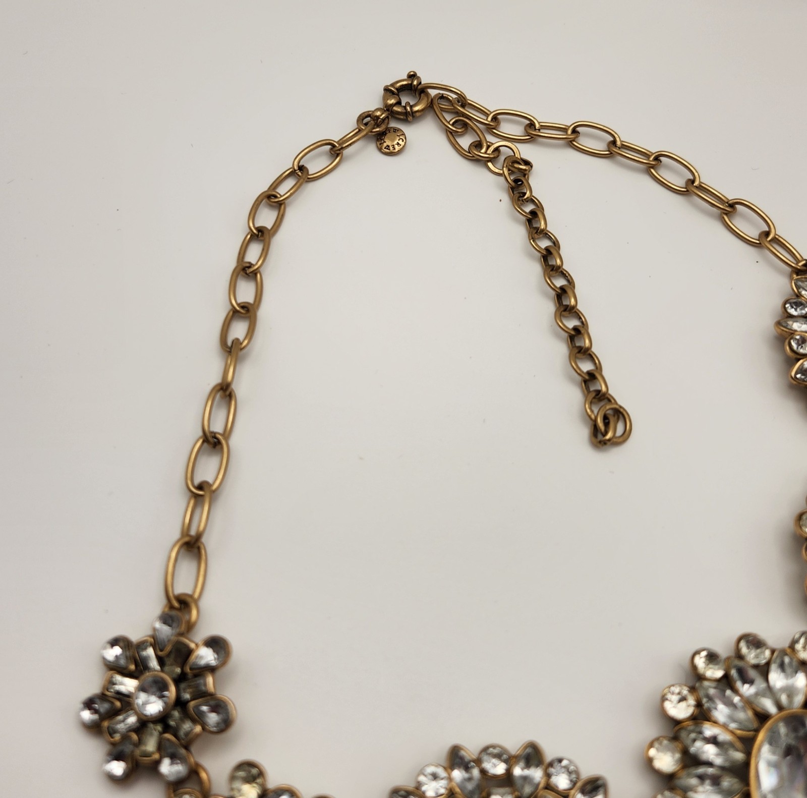 J Crew Crystal Statement Necklace Gold Tone Floral Bib Rhinestone Vintage Style
