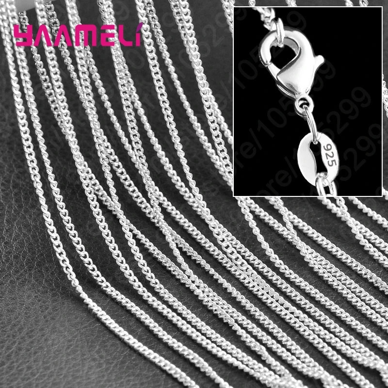 Wholesale 10pcs 925 Sterling Solid Silver 1mm 16inch -24inch Rolo Chain Necklace
