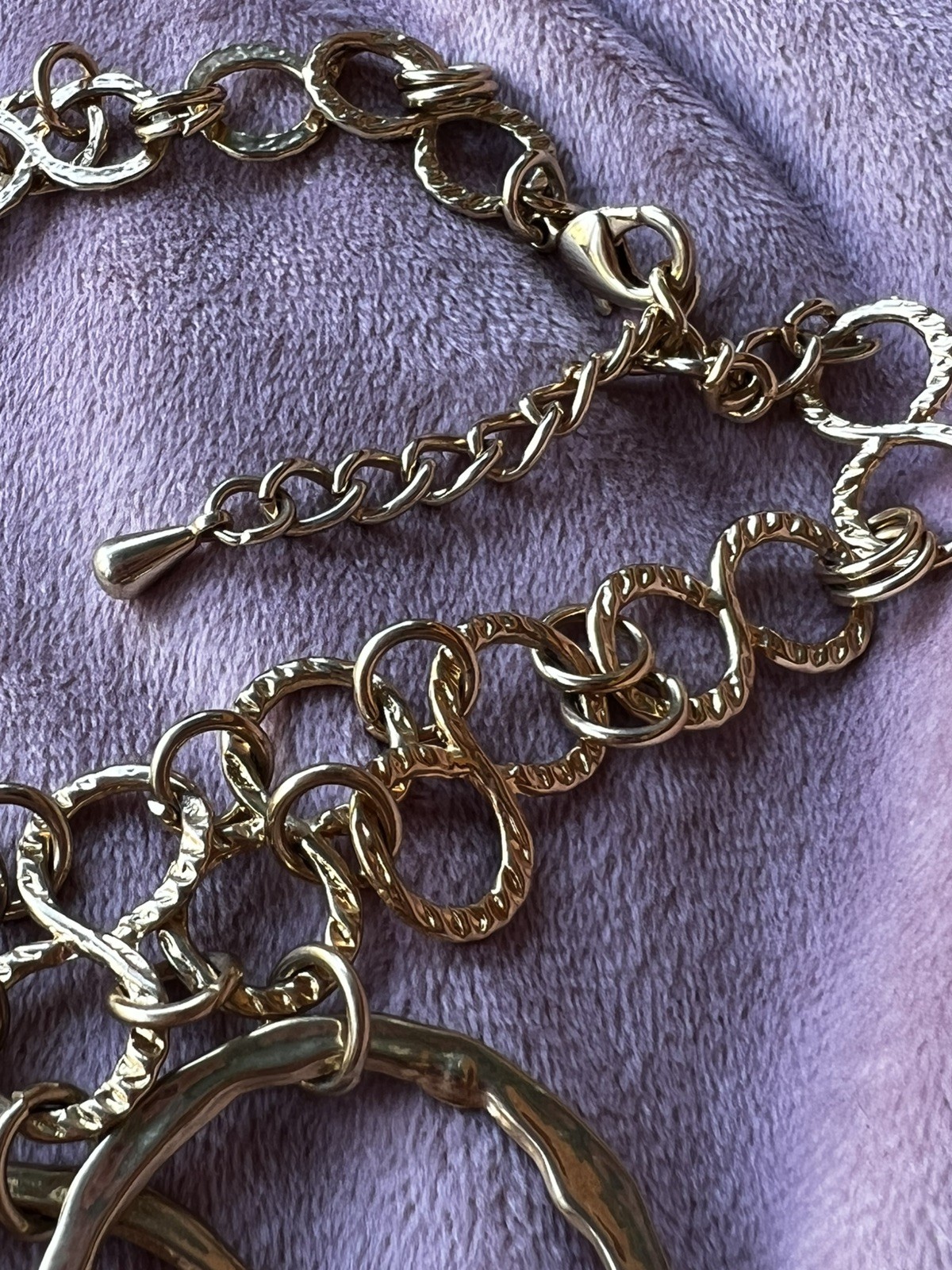 Kenneth Cole Reaction Gold Tone Hammered Circles and Rings Statement Necklace
