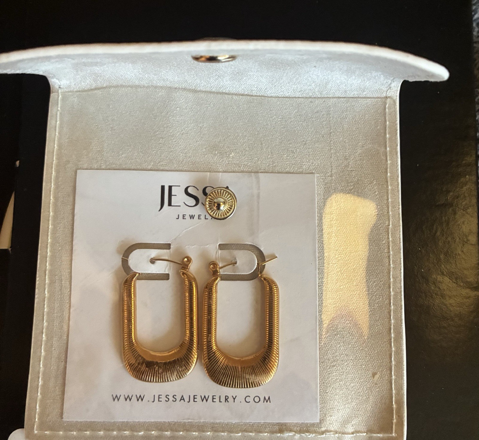 Jessa Jewelry Luna Gold Textured U-Shaped Hoop Dangle Earrings Hook Closure