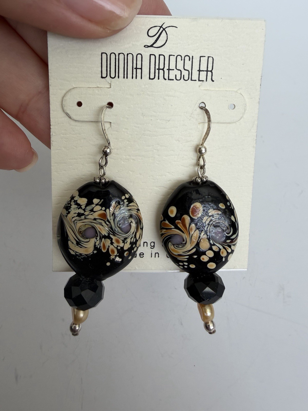 Donna Dressler NWT 925 Artisan Lampwork Glass & Pearl Bracelet &Earrings set!