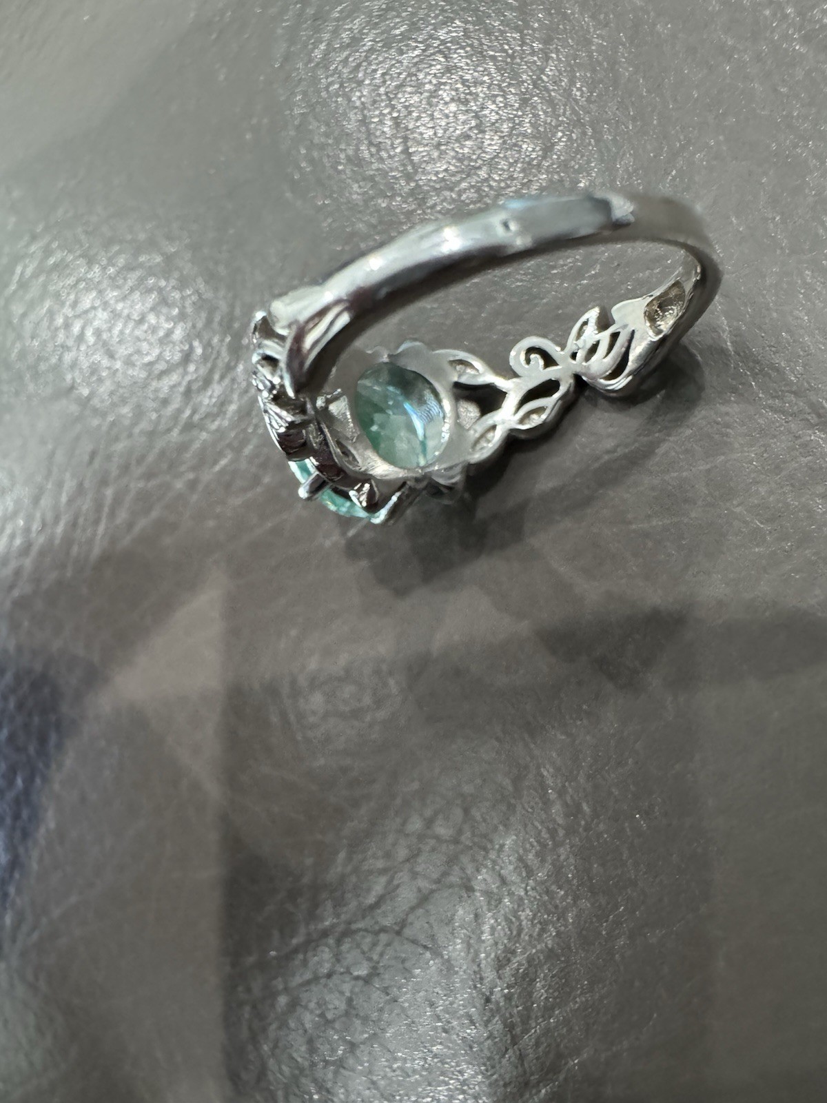 BLUE SPINEL-statement 10mm Round Stone Sz 9 Ring Sterling Silver
