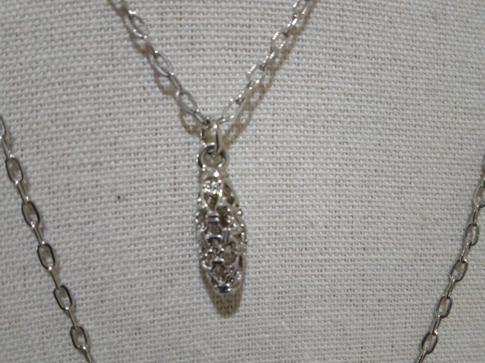 C 1946 Branded Lariat Style Silver Tone Filigree Beads Necklace & Earrings