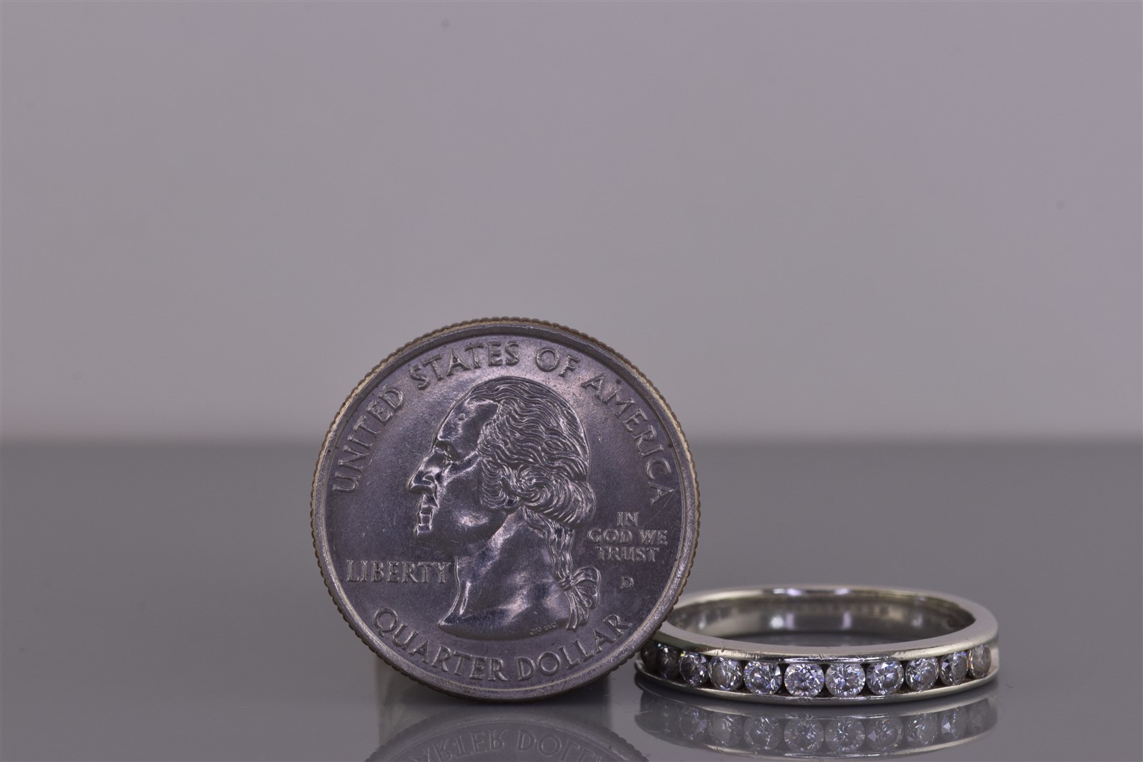 Sterling Silver 3.5mm Channel Set Cubic Zirconia Band Ring 925 Sz: 9