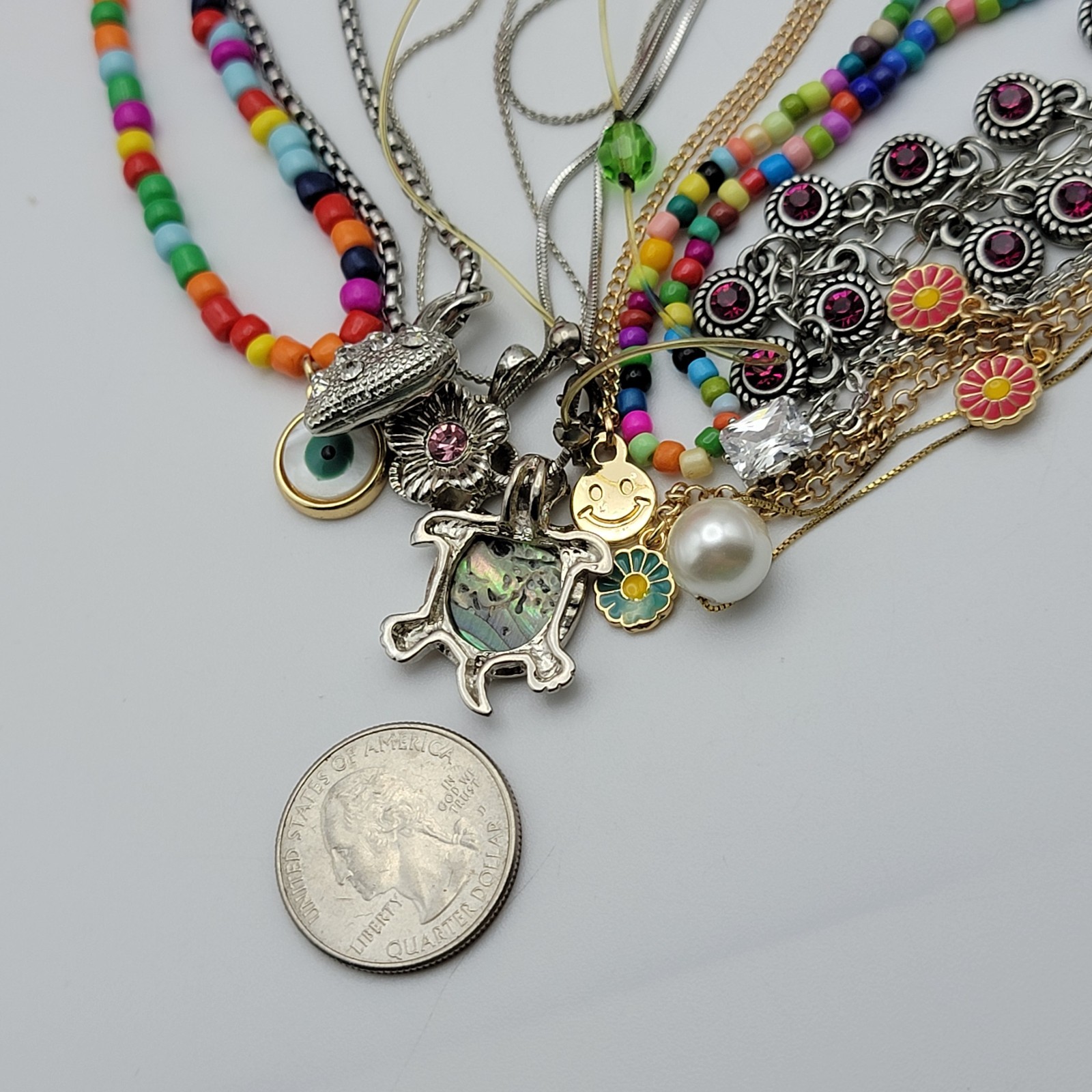 Multicolor Mixed Materials Minimalist Dainty Necklace 11-PIece Lot