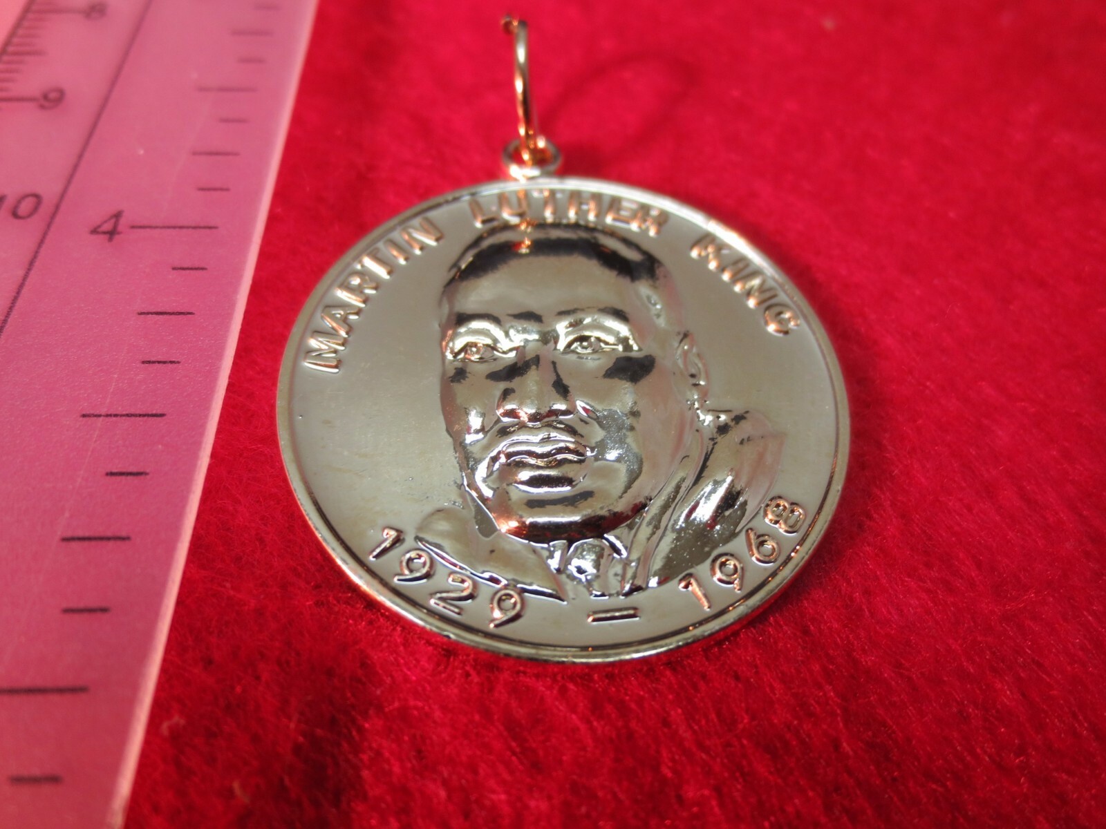 14 KT GOLD EP TWO SIDED MARTIN LUTHER KING CHARM W/ 16 “-30” 2.5MM ROPE -1615