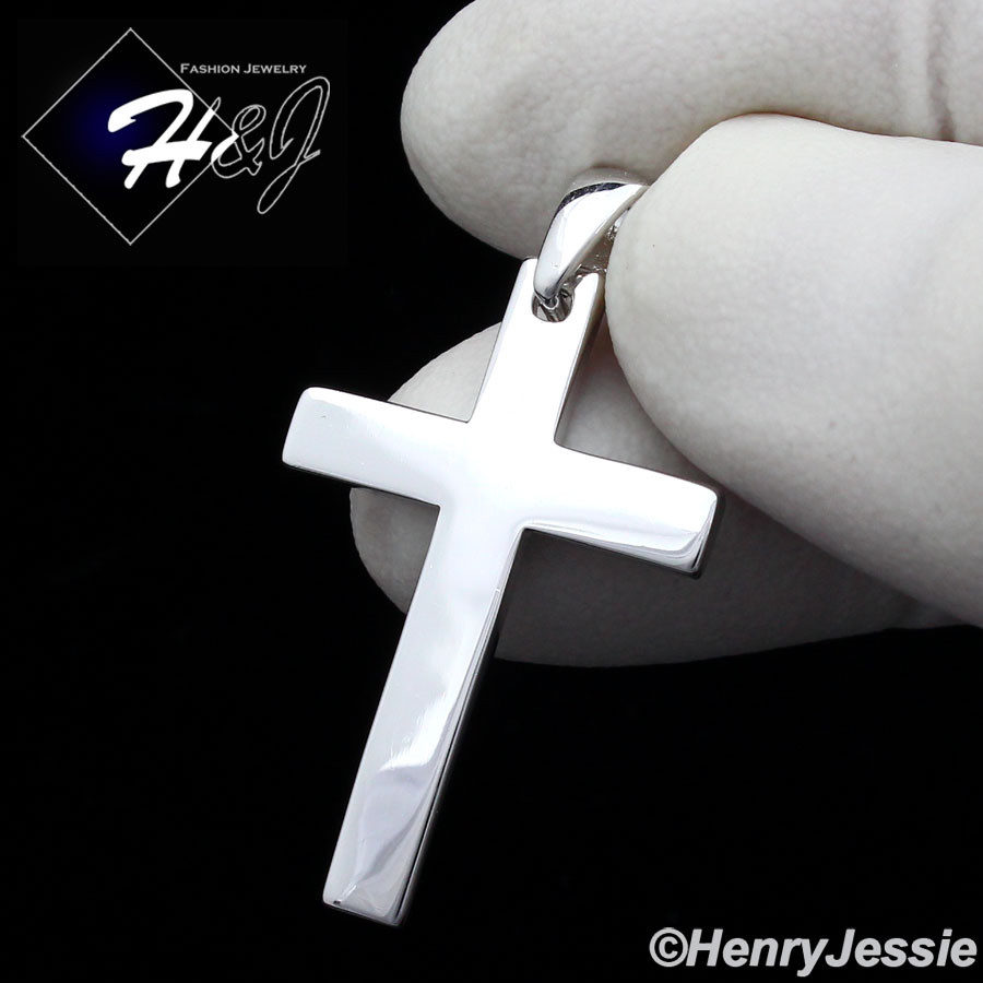 24″MEN 925 STERLING SILVER 2MM MIAMI CUBAN LINK CHAIN PLAIN CROSS PENDANT*SP194