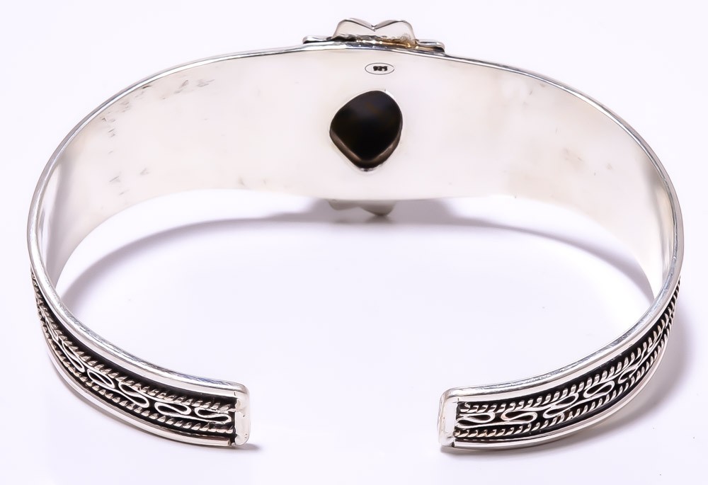 Copper Black Turquoise 925 Sterling Silver Cuff Adst. T59, Christmas Gift