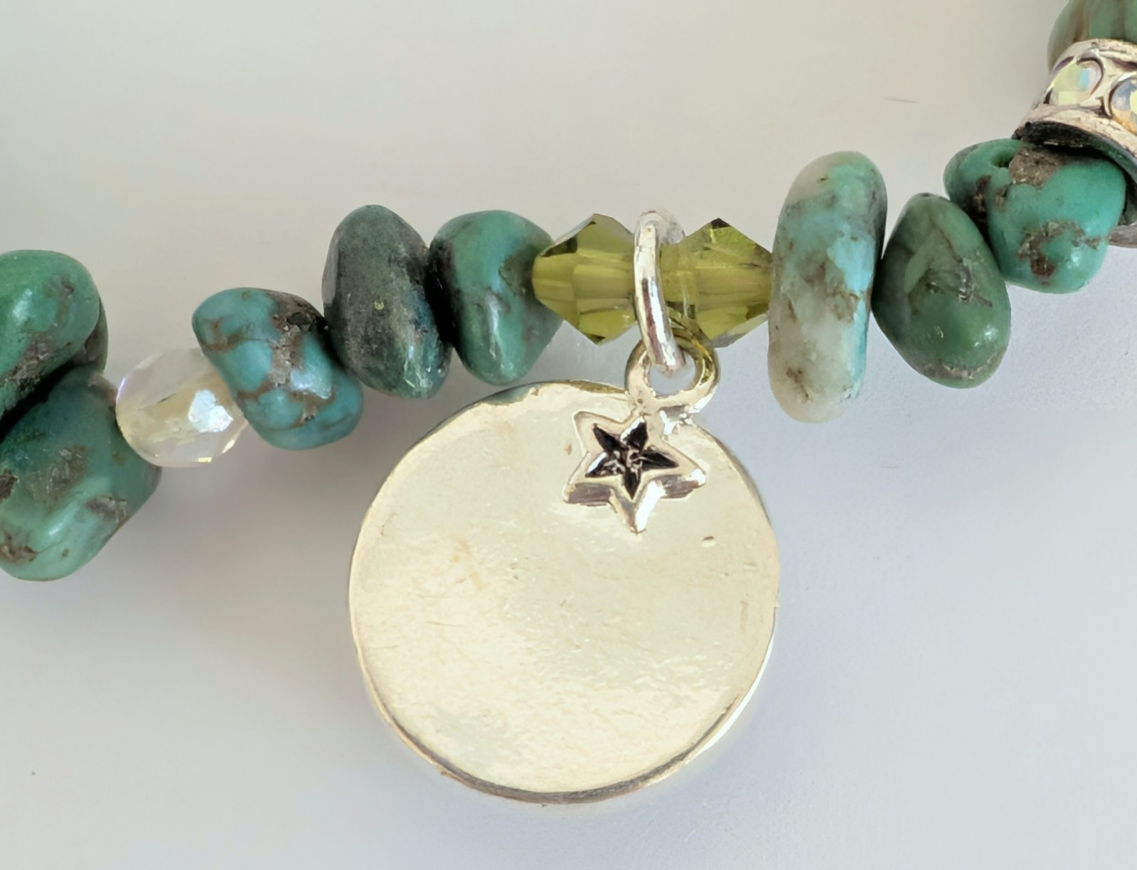 Vintage KIRKS FOLLY Seaview Moon Face Turquoise Nugget Stretch Bracelet