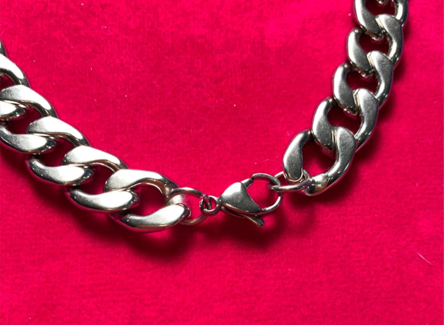 84 INCH MENS 12 MM STAINLESS STEEL SILVER PLATED CUBAN CURB CHAIN- USA SELLER