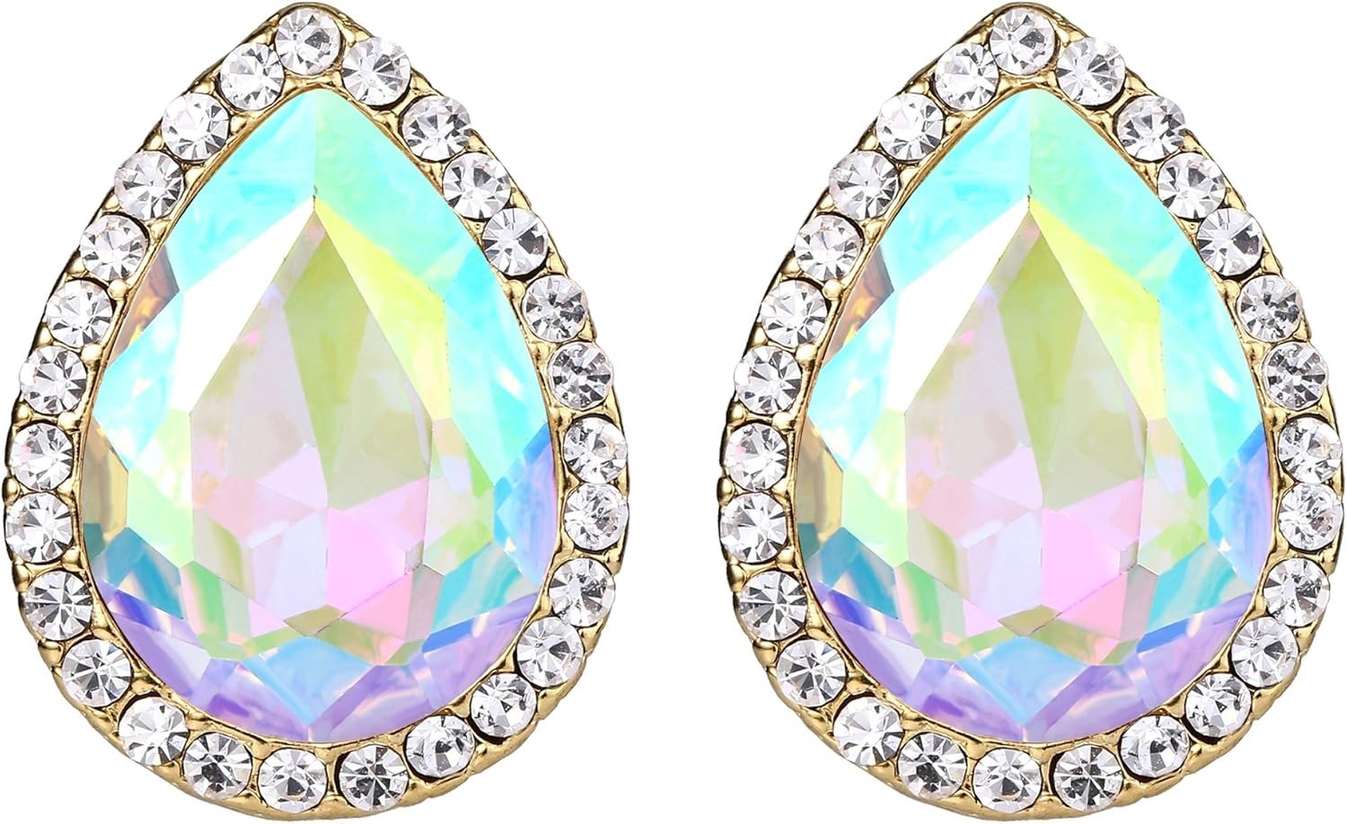 Women’s Austrian Crystal Wedding Teardrop Stud Earrings