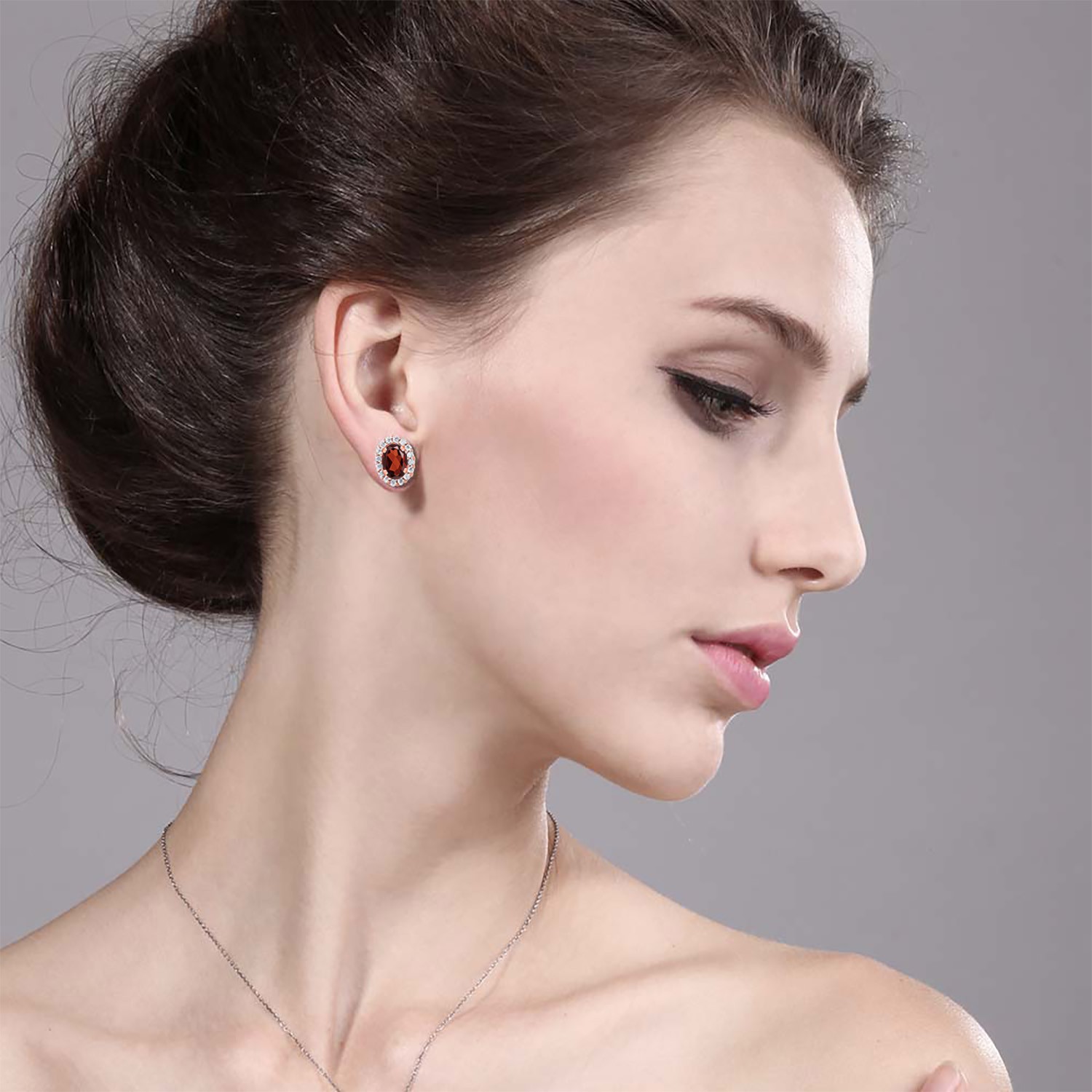 18K Rose Gold Plated Silver Gemstone Birthstone Halo Removable Halo Jacket Stud