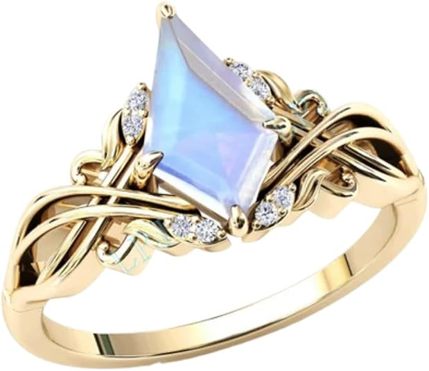 2carat Womens Engagement Ring,Kite Cut Moonstone Gemstone Wedding Ring for Women