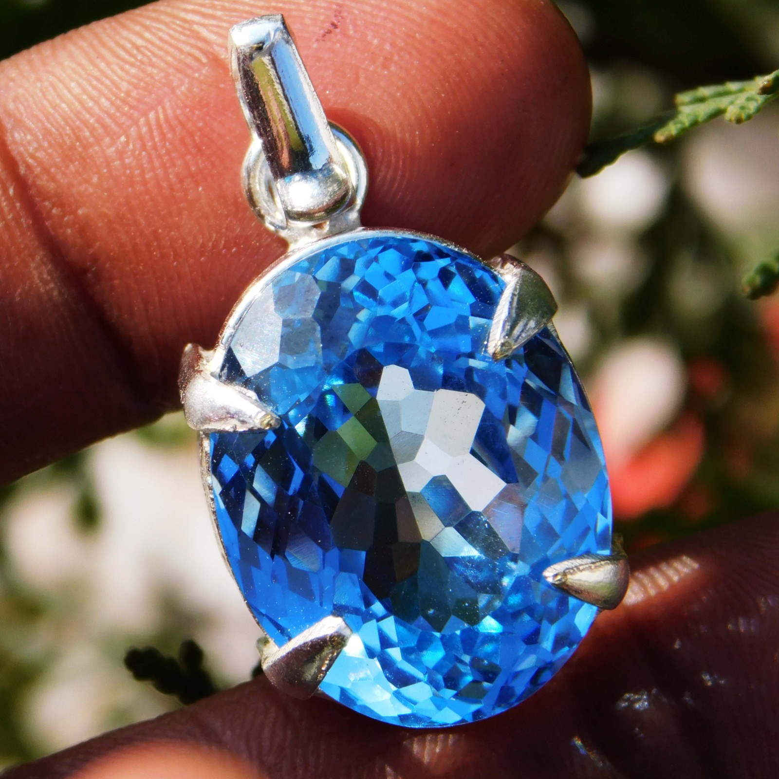 Natural 55.30 CT Certified Blue Sapphire Loose Gemstone Pendant 925 Solid Silver