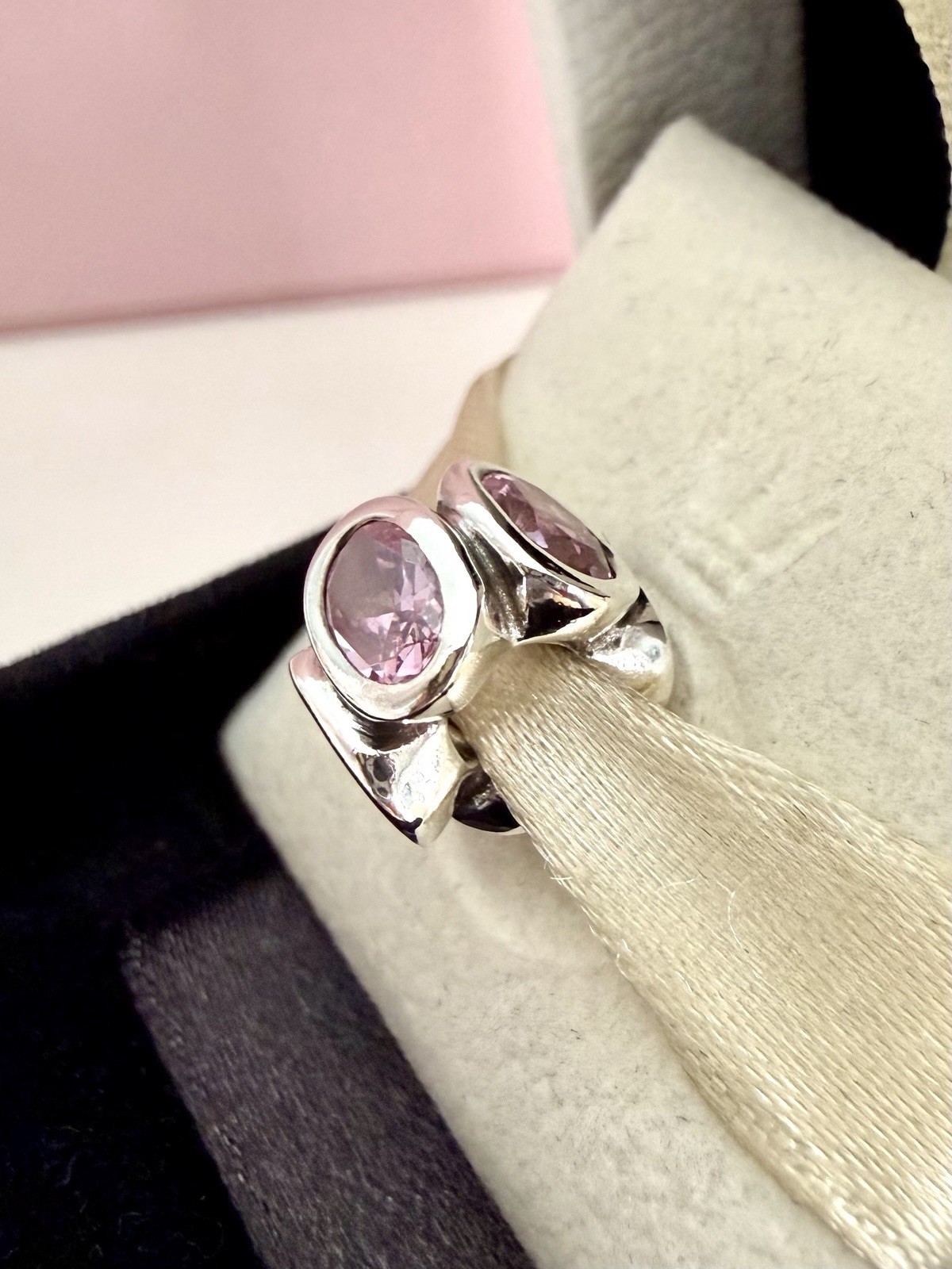 Pandora Sterling Sliver Pink Oval Lights CZ Charm #790311PCZ RETIRED Authentic