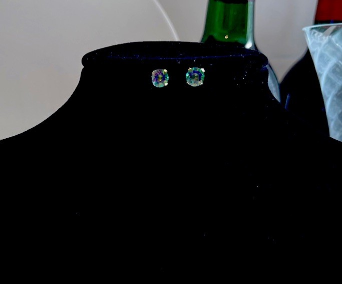 Round Multicolor mystic topaz earrings 14k Studs 6mm each round cut
