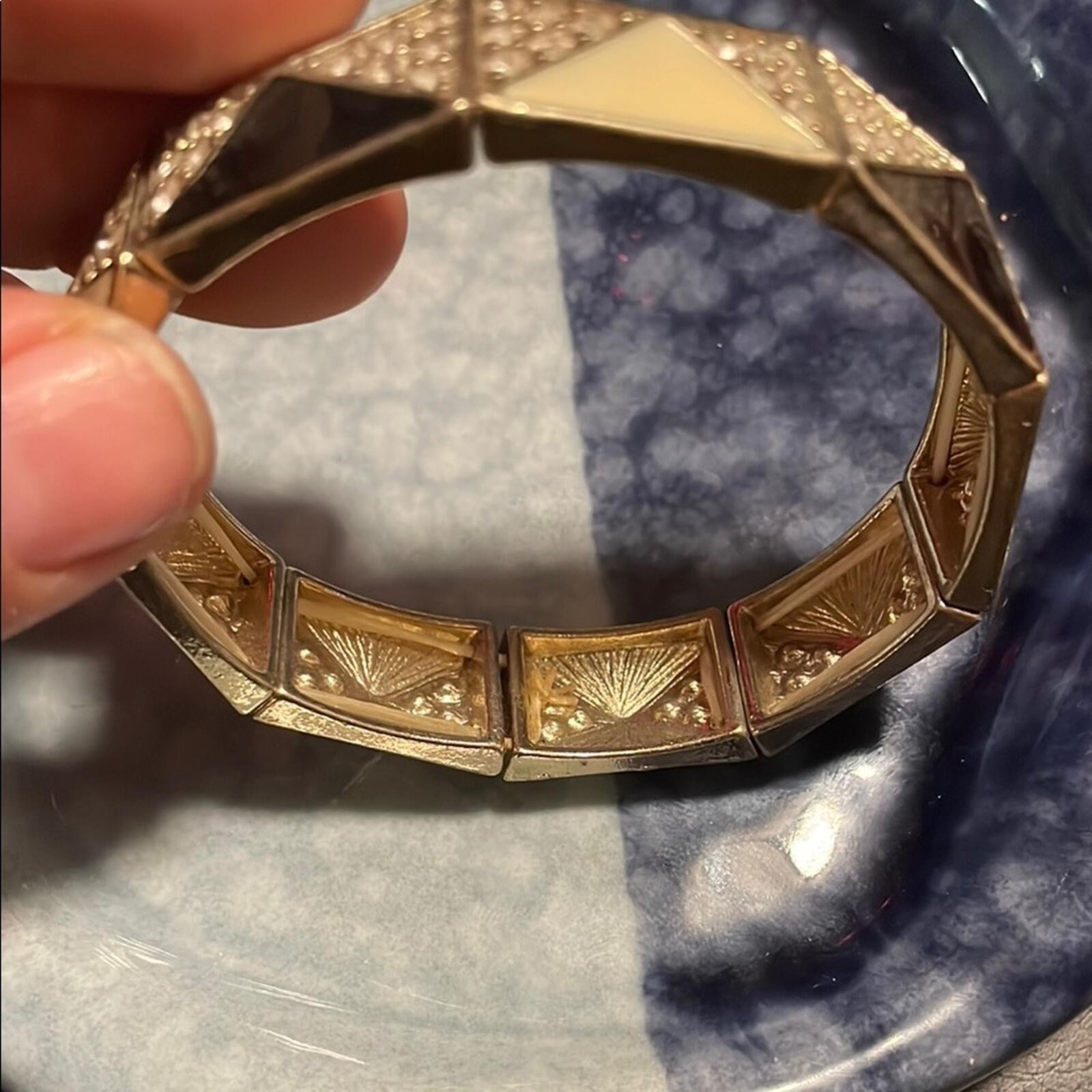 Gold and Black Textured Geometric Bracelet