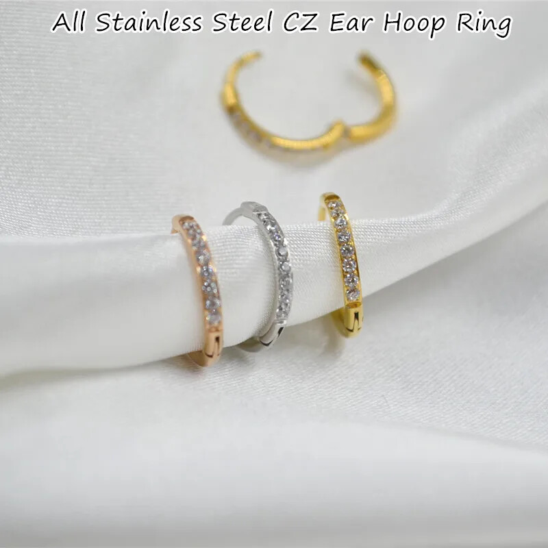 20Pcs 1.2mm 1.6mm CZ Hoop Ring Earring Piercing Ear Helix Cartilage Ear Stud HOT