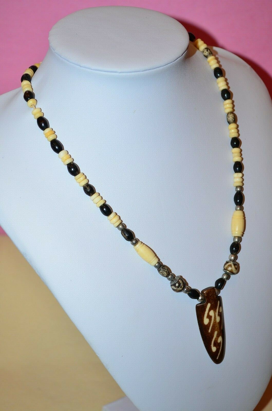 Ethnic Beaded Statement Necklace Fashion Chic Unique Tribal BoHo Brown Jewelry