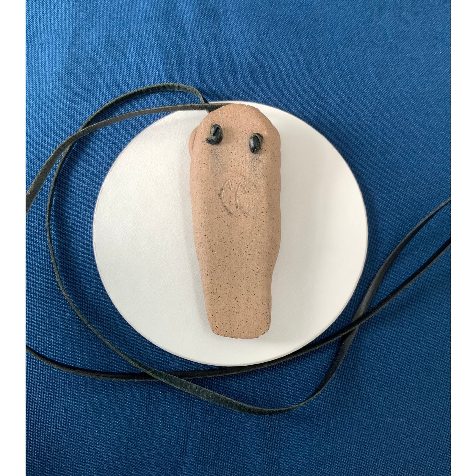 Brown Clay Owl Pendant Necklace