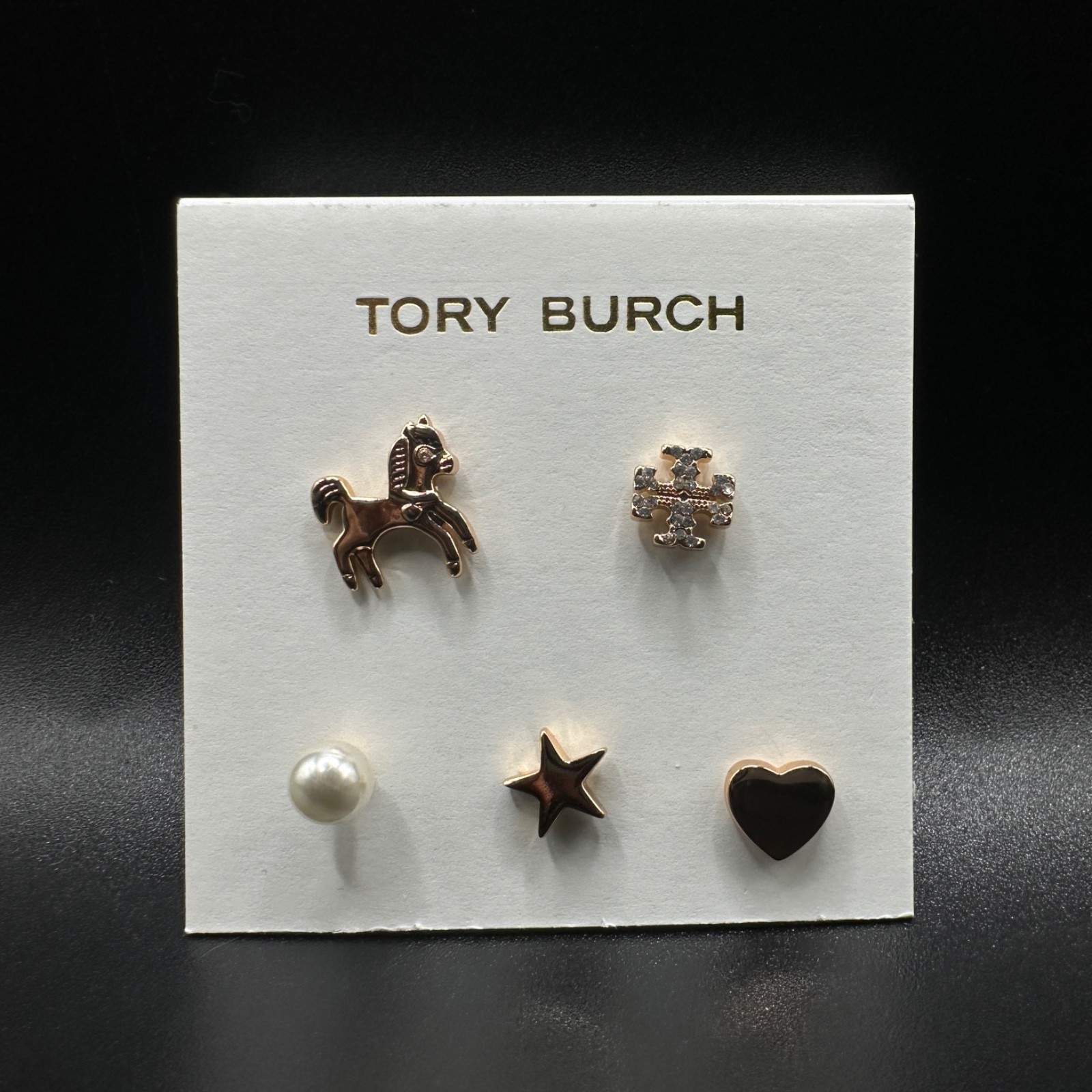 Tory Burch Curiosity Horse Stud Earrings Set | Giftable, New | Full Packaging