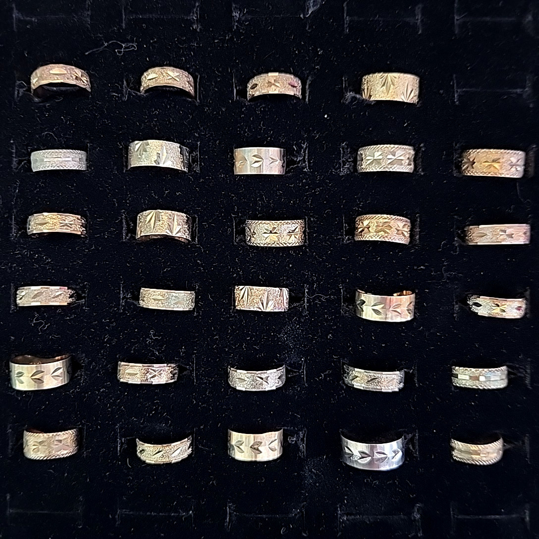 Band Ring Lot of 29 18K Heavy Gold Electroplate Various Sizes 4 to 8 HAVE WEAR