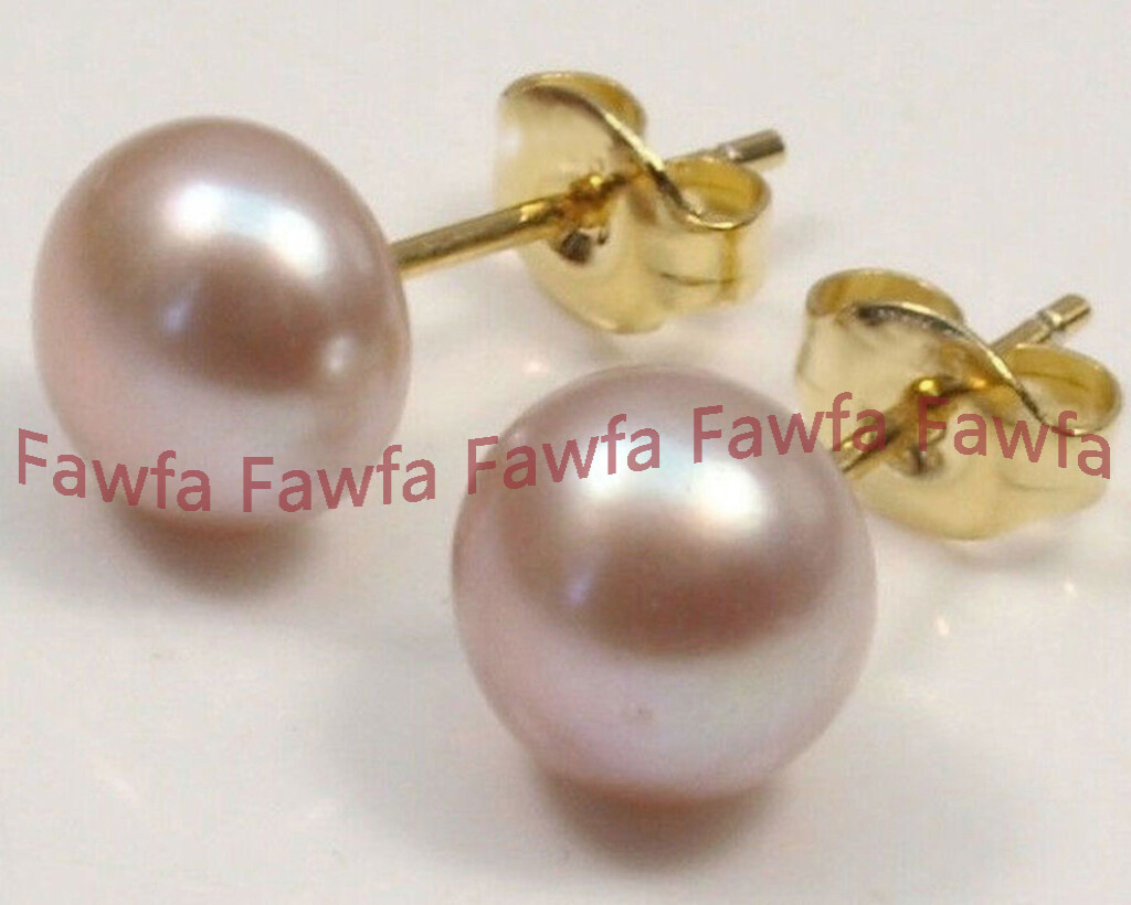 Wholesale Natural Genuine Akoya Freshwater Pearl 14K Gold Stud Earrings AAA