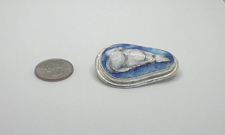 Enamel Pendant White Bear Silver Base