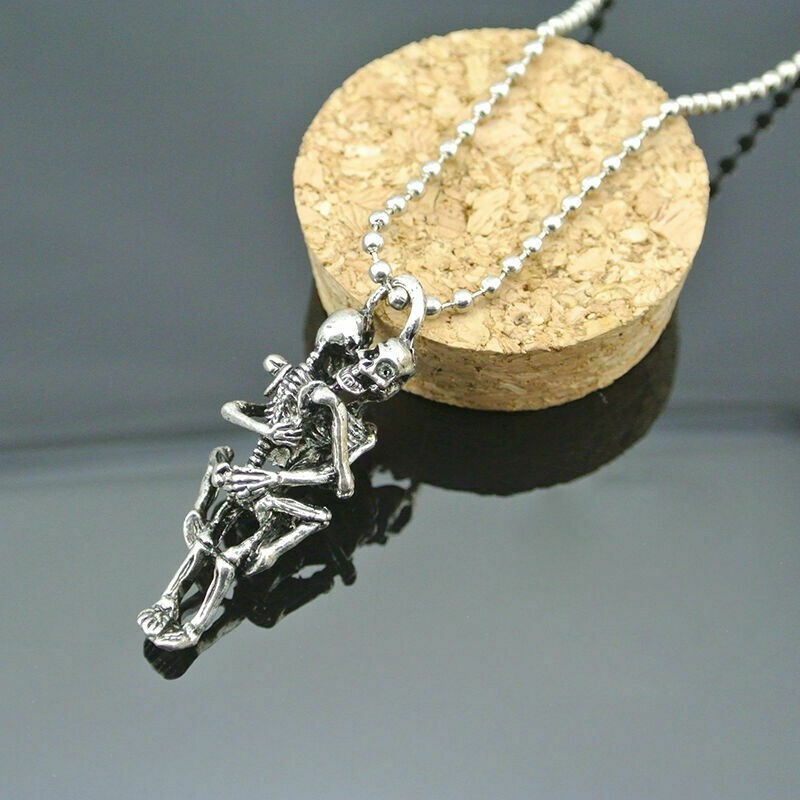 Naughty Sexy Skeleton Couple Pendant Necklace