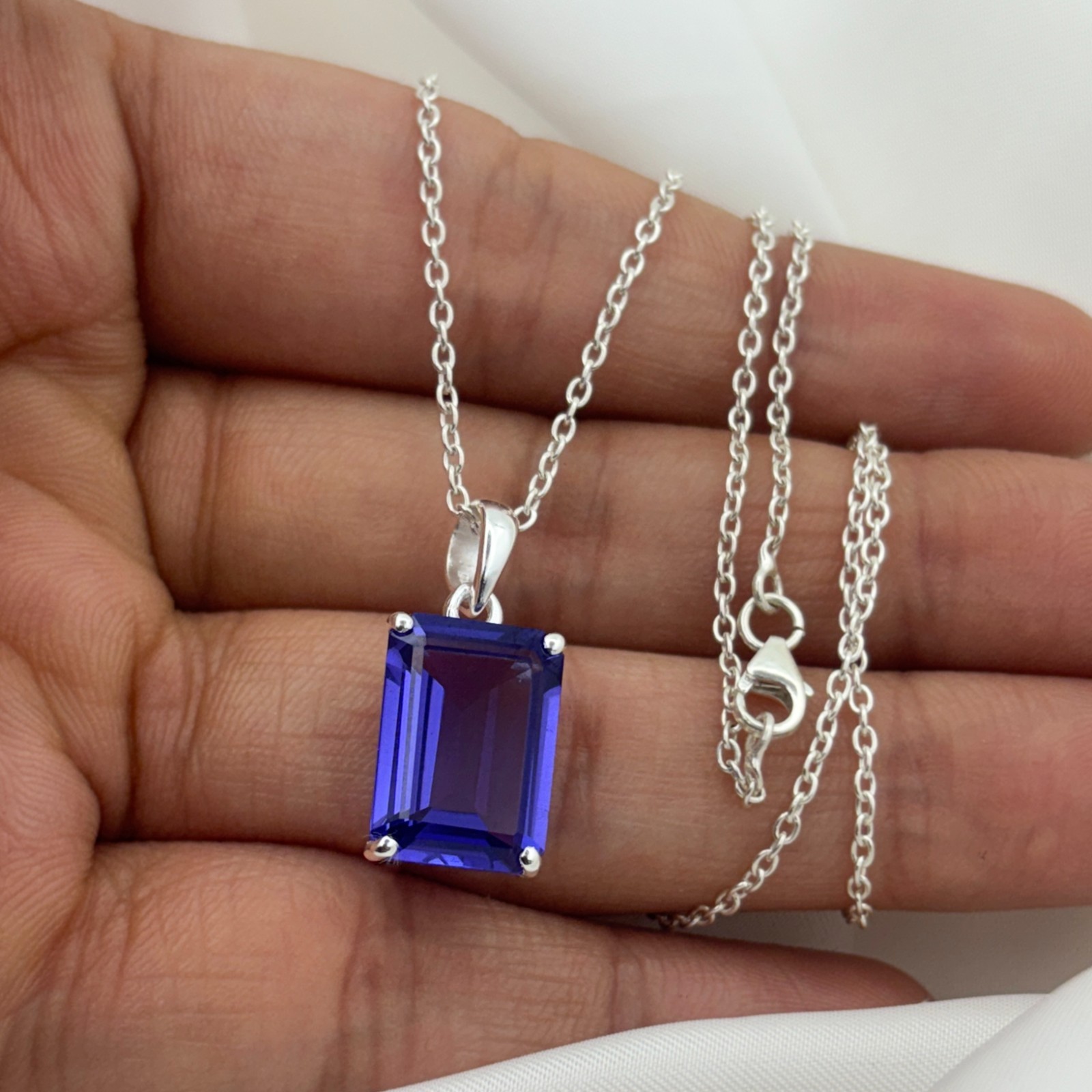 Engagement Tanzanite 10x14mm Pendant Handmade Women Gemstone Jewelry December