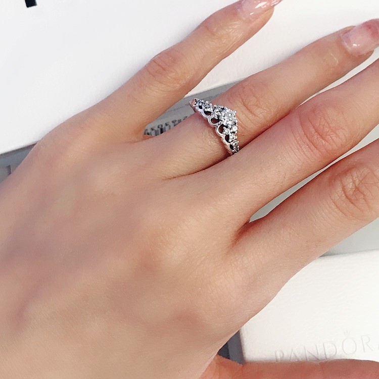 NEW Authentic Pandora 925 Silver Fairytale Tiara Stackable CZ Ring 196226CZ