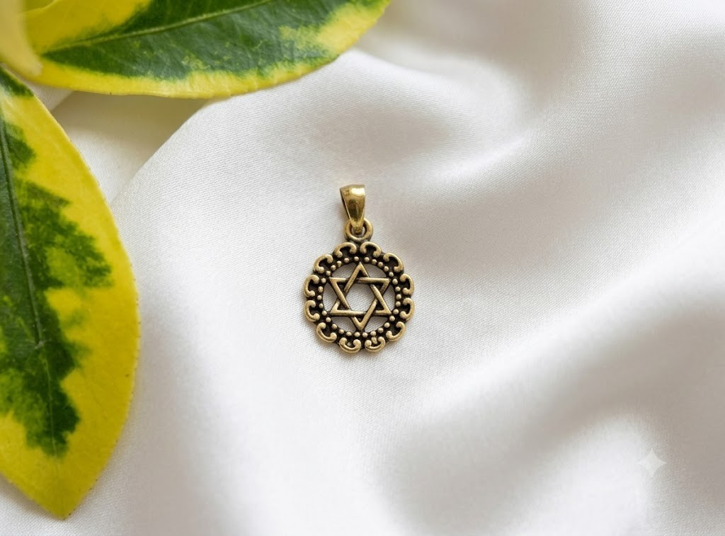 Star of David 92.5 Sterling Pewter Brass Charm Necklace Pendant Jewelry