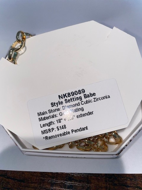 Bomb Party April Necklace “Style Setting Babe” NK89089 Clear Cz on Gold Plating