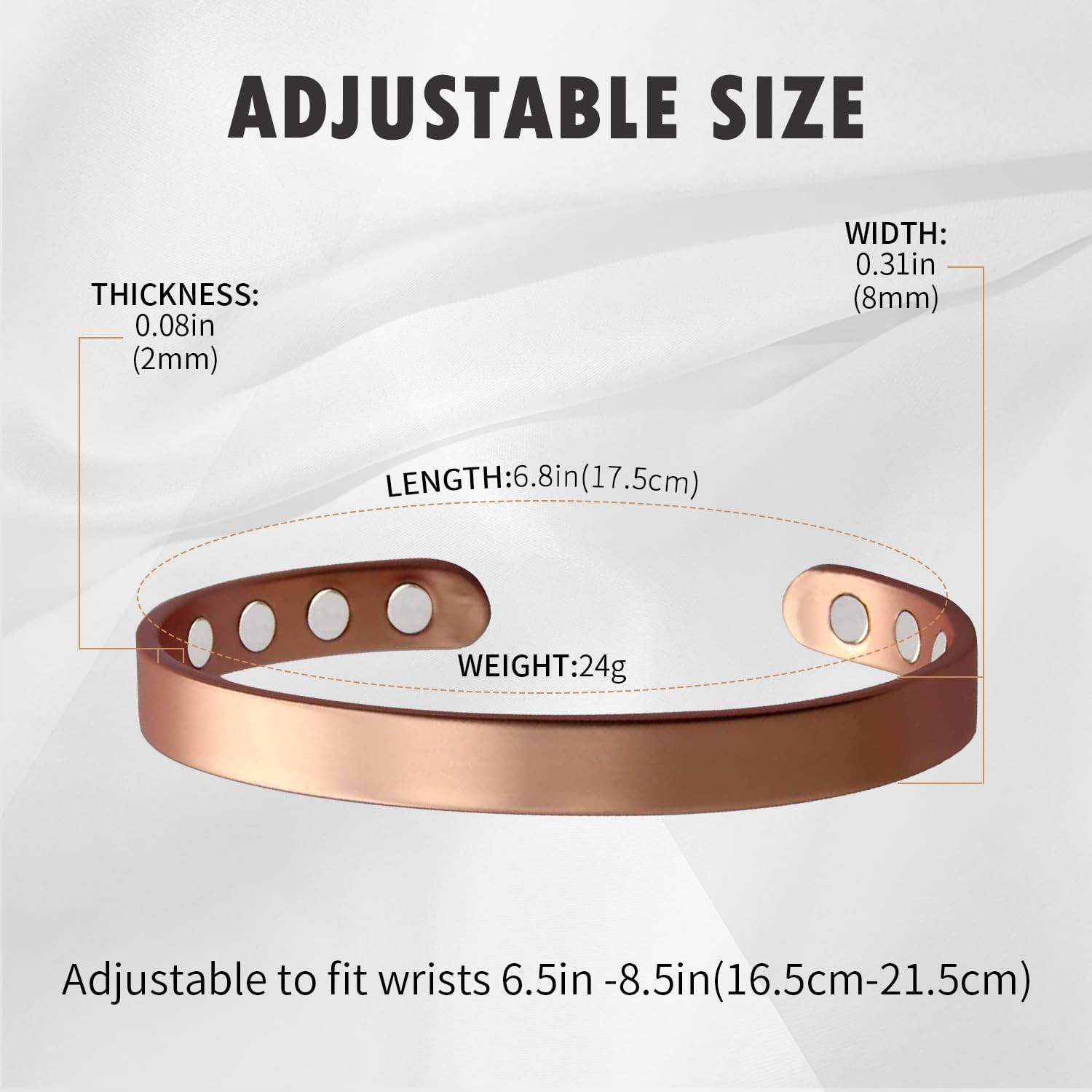 Magenergy Copper Bracelet for Men and Women, 99.9% Pure Copper Magnetic
