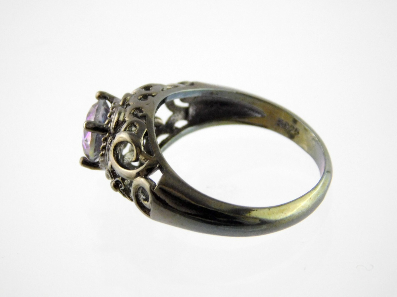 Silver Plated Metal Mystic Topaz Ring S925 Size 9.75 Round Cut Rainbow Gemstone