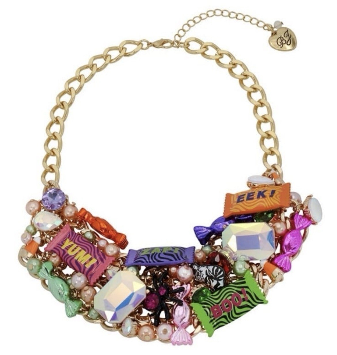 Betsey Johnson Necklace Halloween Candy Statement Chunky Charms Glow In Dark NWT