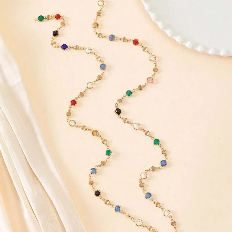 Luxury Heart Colourful Crystal Zircon Necklace for Women Shiny Rhinestone Long T