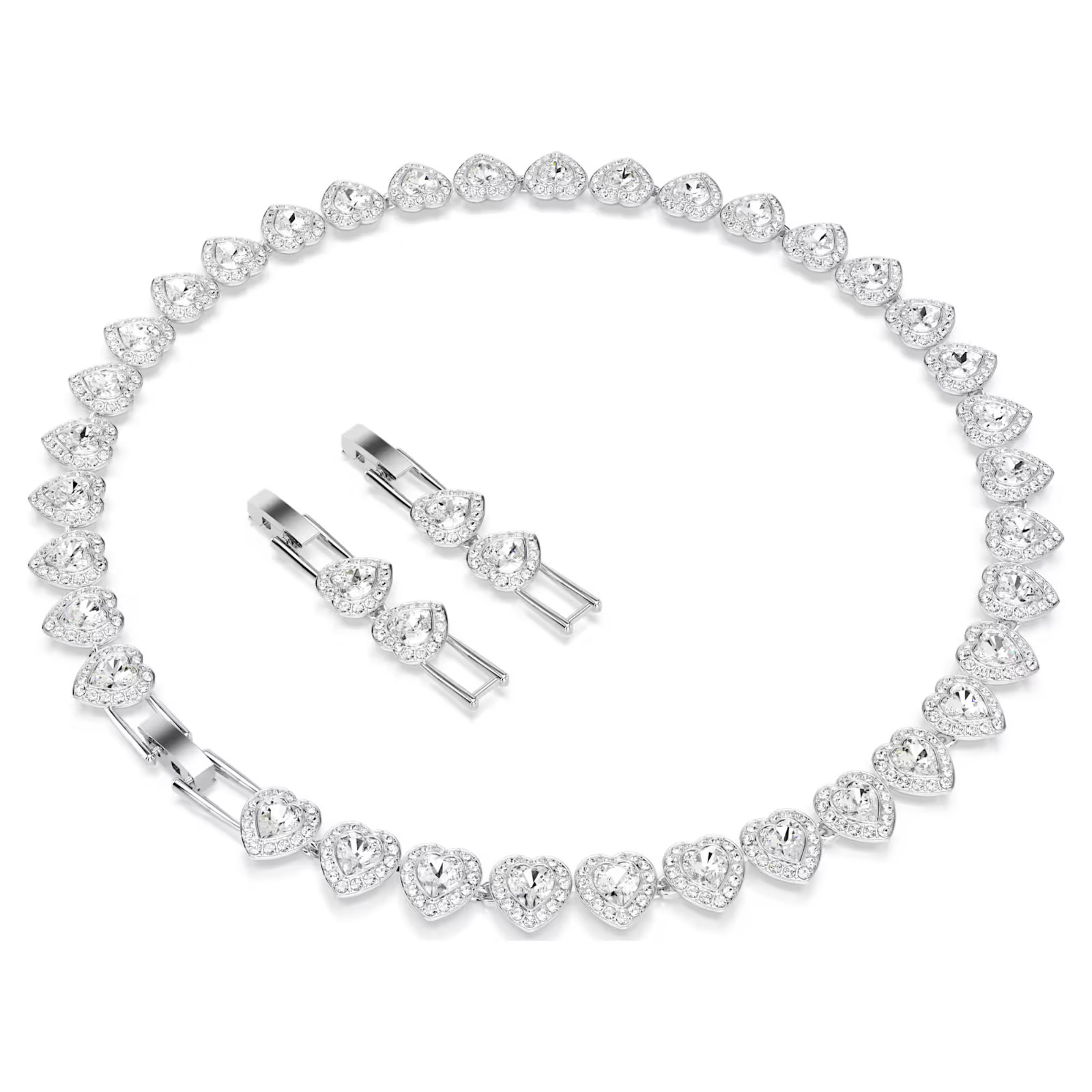 Swarovski Ariana Grande Tennis Necklace Mixed cuts, Heart Rhodium plated 5720857