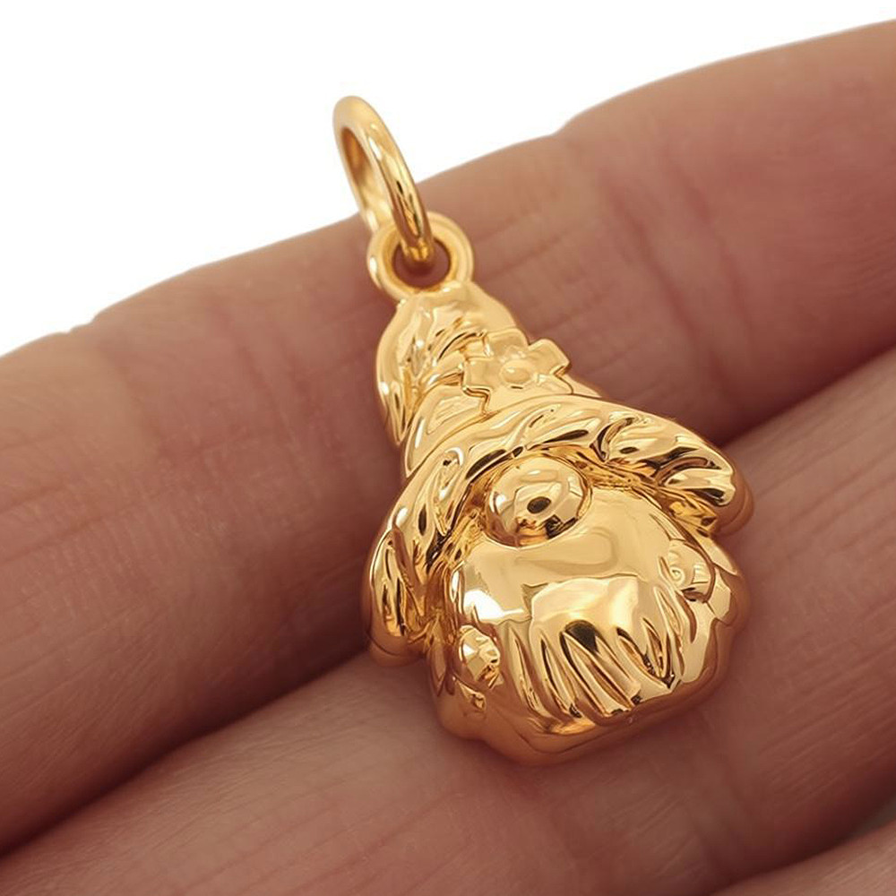 Garden Gnome Pendant Charm 18K Gold Plated Goblin Fairytale Fantasy For Necklace