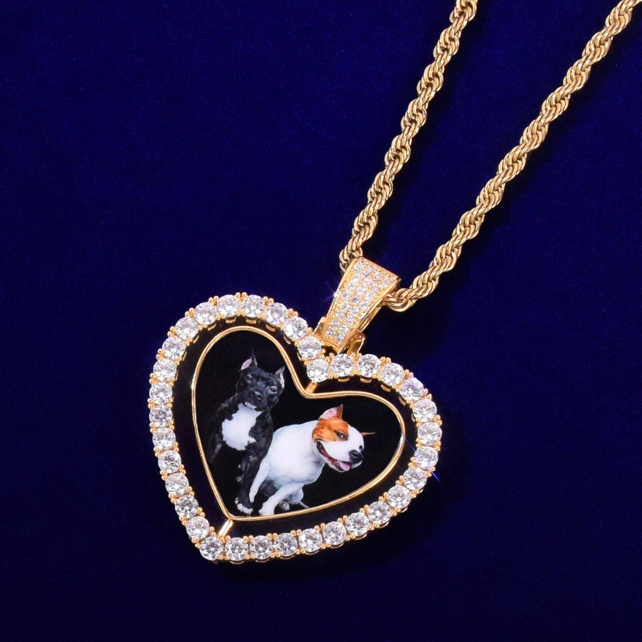 18k Silver Rose Gold Plated Custom Made Picture Double Sided Heart Necklace