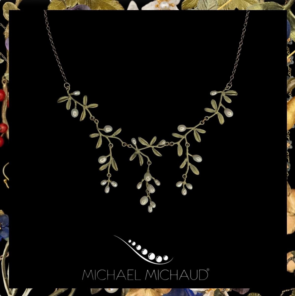 Michael Michaud Garden Vine Necklace Artisian Jewelry Gift 22K GP