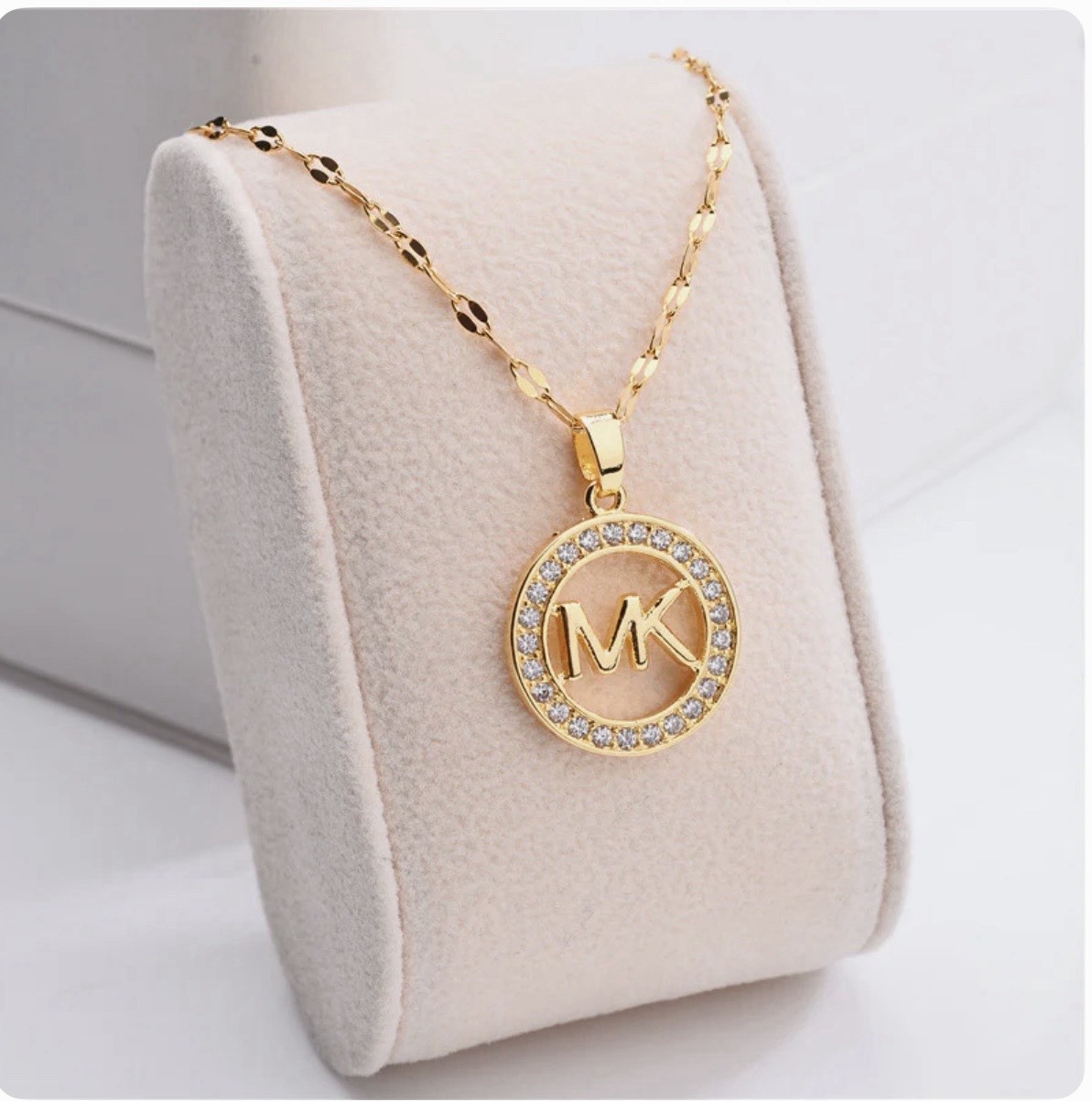 Minimalist Hollow Letter Pendant Necklace in Titanium Steel with Rhinestone