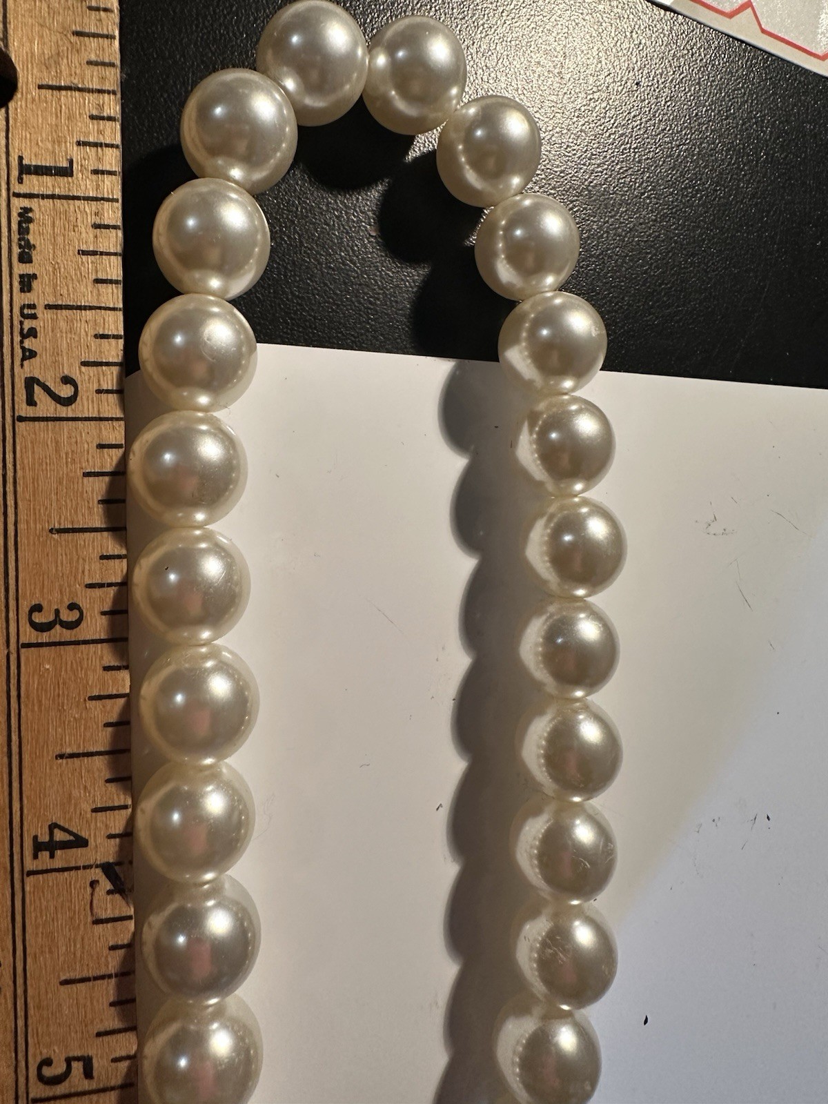 White Faux Pearl Beaded Strand Necklace, Spring Ring Clasp, 24 in